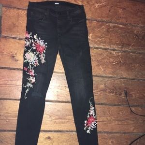 High waisted embroidered new Hudson jeans